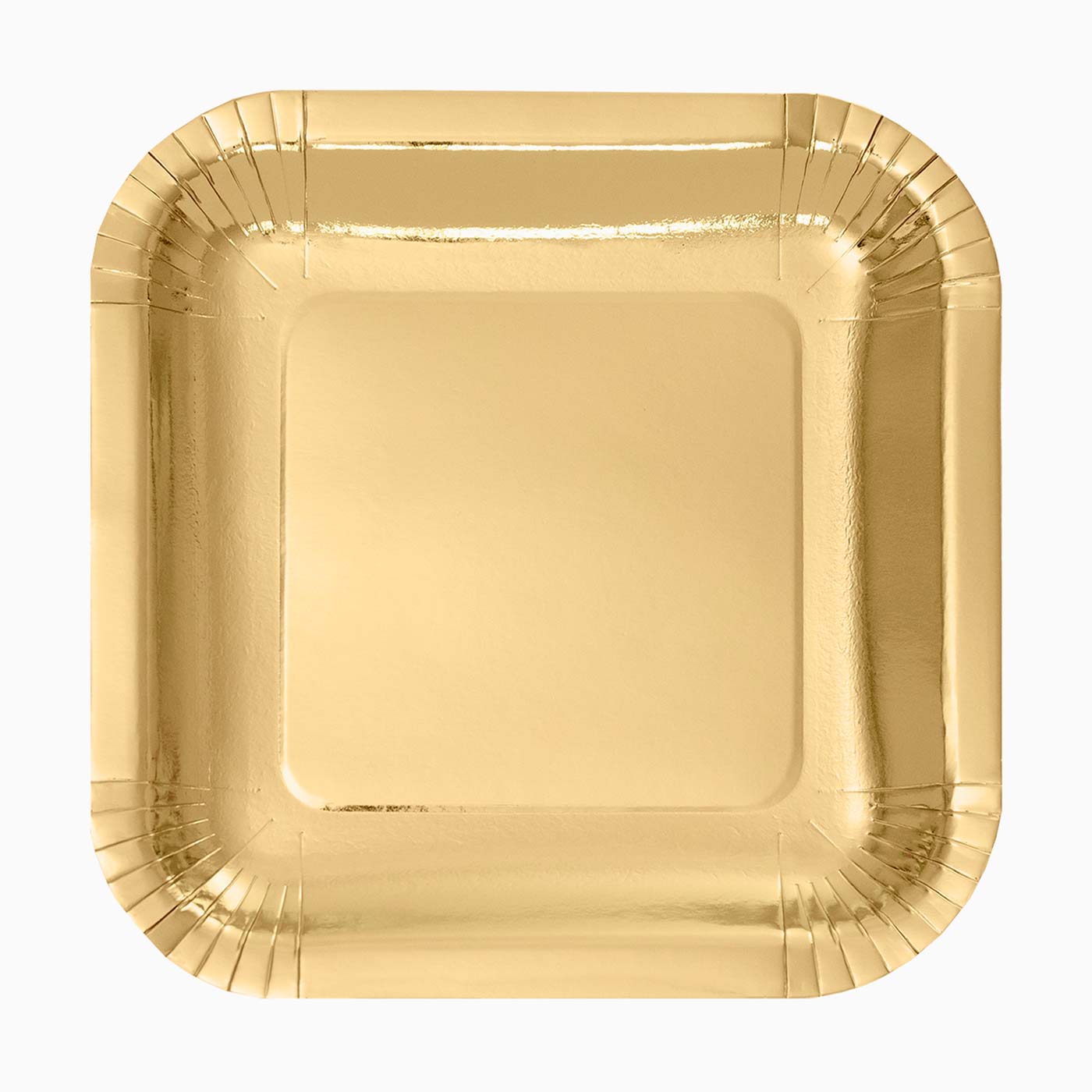 Plato Cartón Llano Cuadrado Metalizado 26 x 26 cm Oro 4 uds