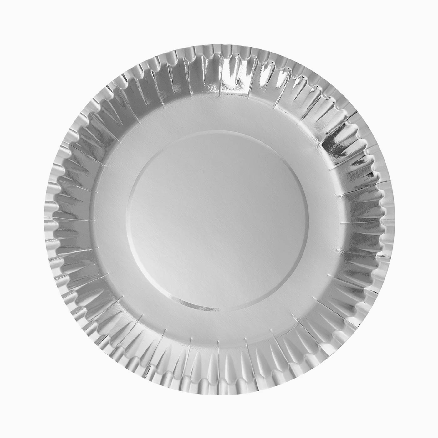 Plato Cárton Llano Redondo Metalizado Ø28 cm Plata 4 uds