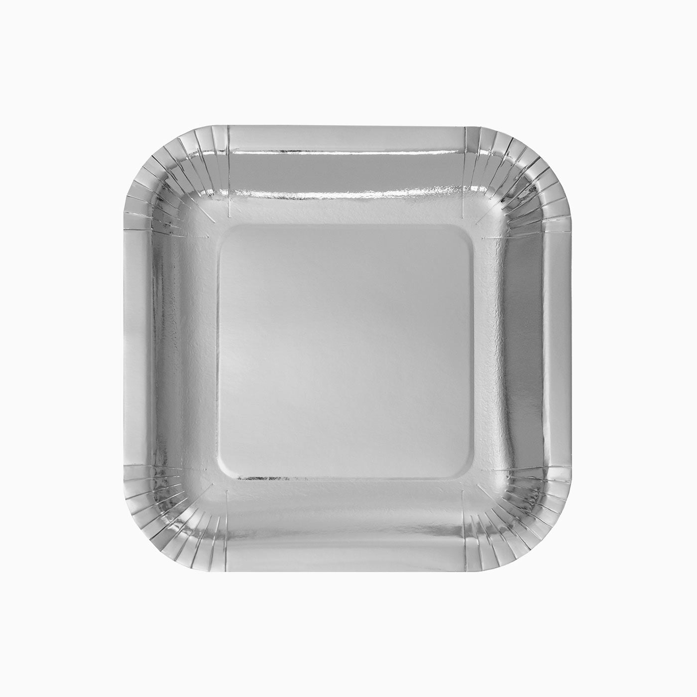 Plato Postre Cuadrado Metalizado Plata