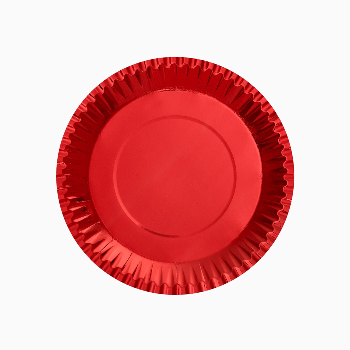 Plato Cartón Llano Metalizado Ø20 cm Rojo 10 uds