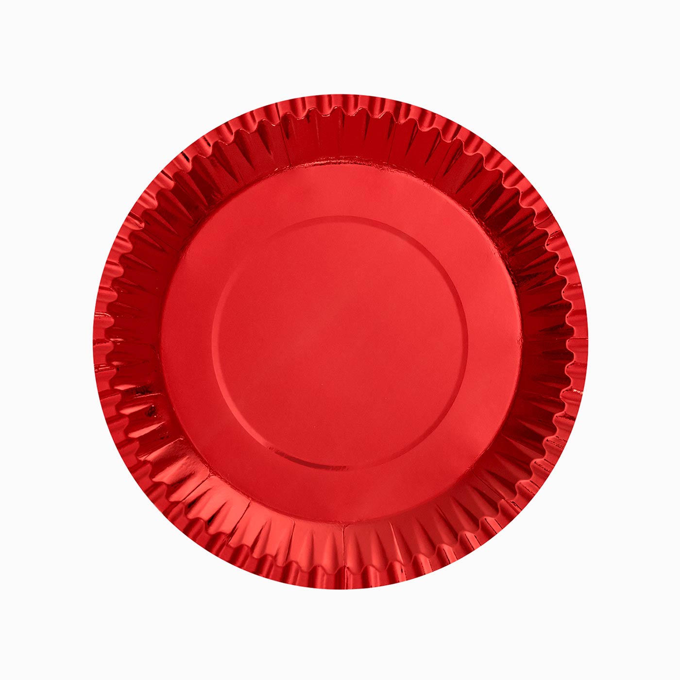 Plato Cárton Redondo Metalizado Ø23 cm Rojo 10 uds