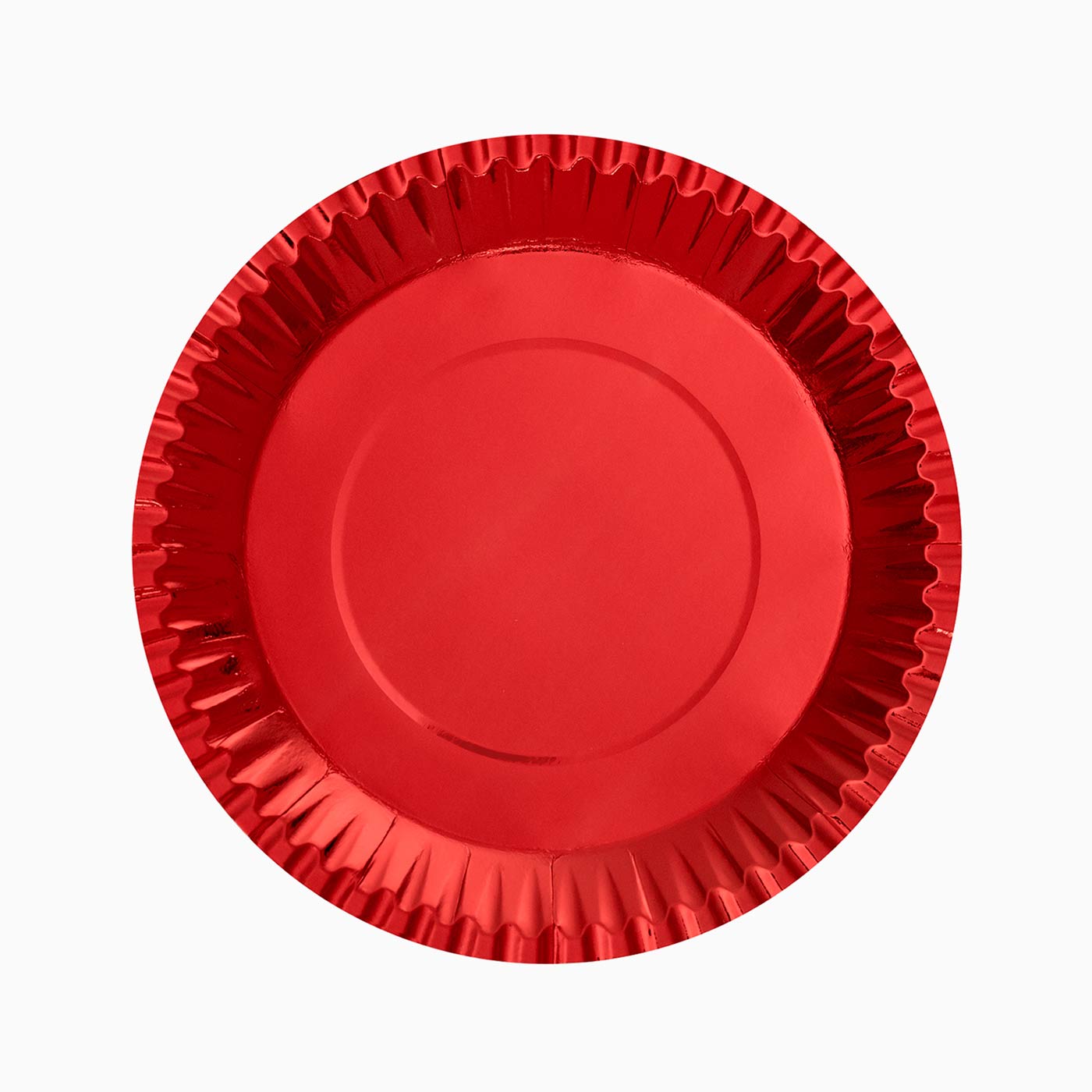 Plato Cartón Llano Redondo Metalizado Ø28 cm Rojo 4 uds