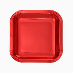 Plato Llano Cuadrado Cartón Metalizado 20 x 20 cm Rojo (10 uds)