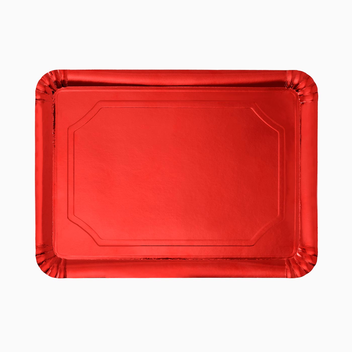 Bandeja Rectangular Metalizada Cartón 25 x 34 cm Rojo