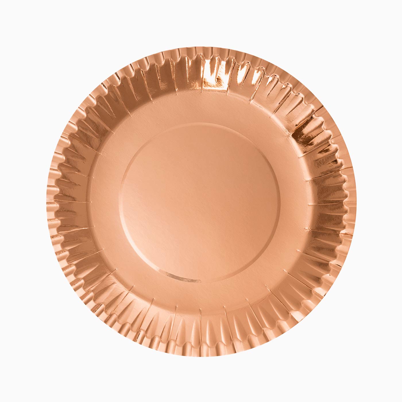 Plato Cárton Redondo Metalizado Ø23 cm Oro Rosa 10 uds