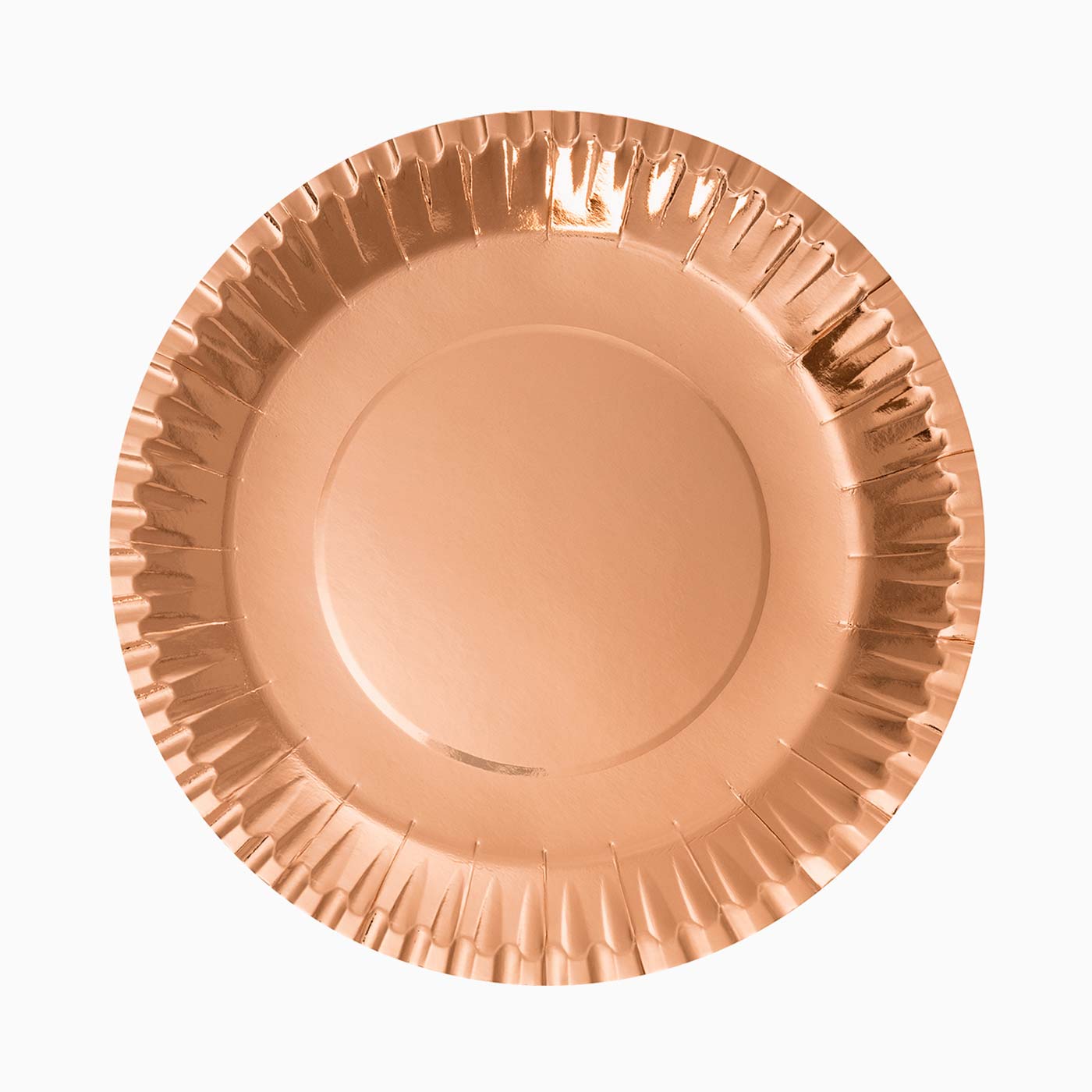 Plato Cárton Llano Redondo Metalizado Ø28 cm Oro Rosa 4 uds