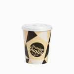 Vaso Cartón + PE Tapa Plana Premium 200 cc Decorado (25 uds)