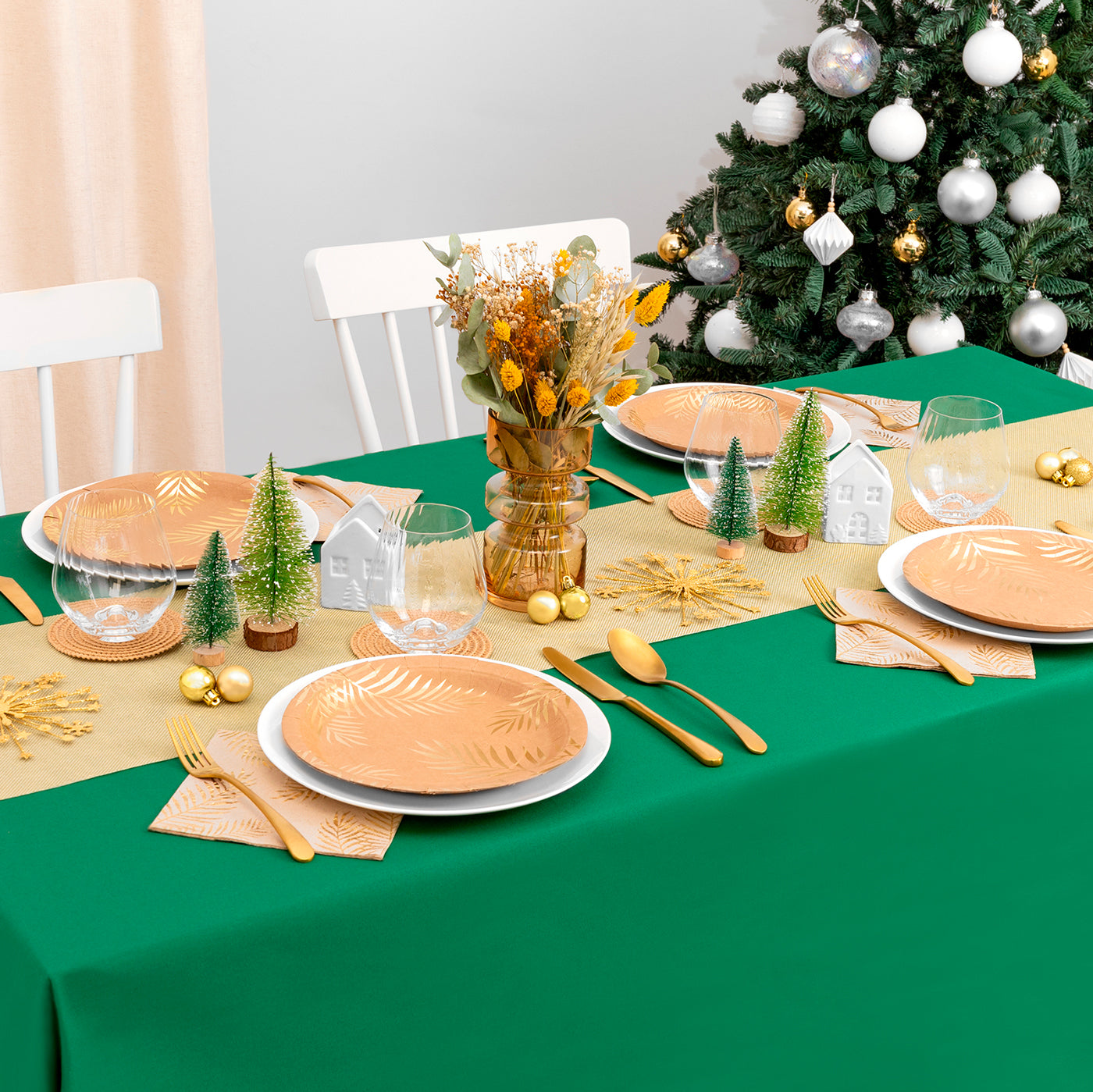 Plato Cartón Llano Redondo Navidad Ø23 cm Kraft 6 uds
