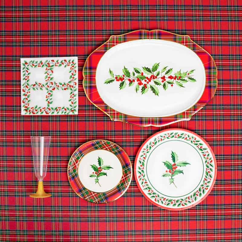 Bandeja Rectangular Navidad Acebo Rojo