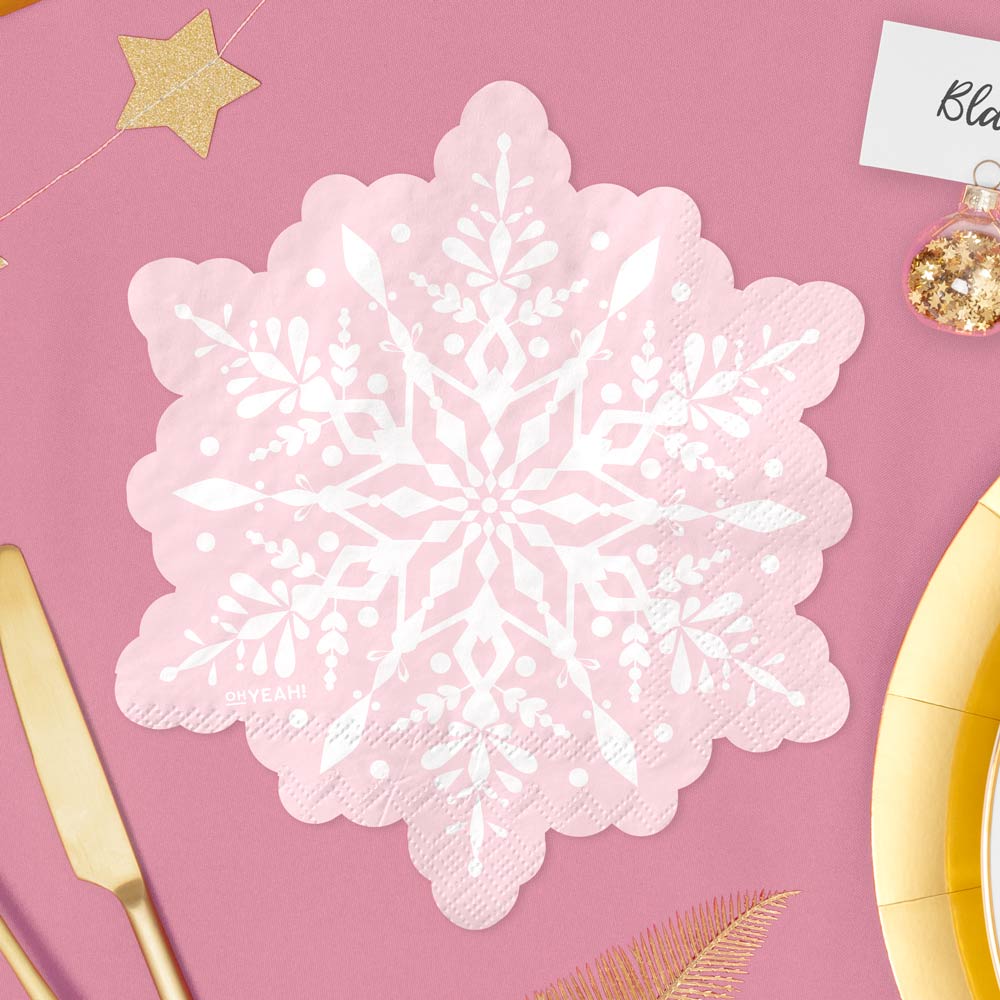 Servilleta Navidad Copo de Nieve 17cm Oro Rosa