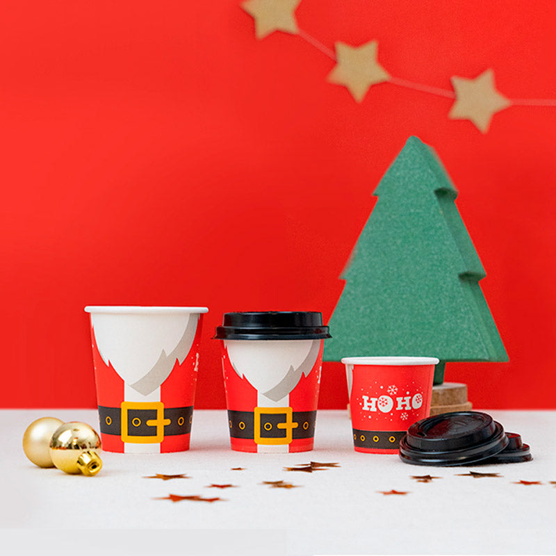 Vaso Cartón Navidad Con Tapa Drink 120cc Papa Noel 12 uds
