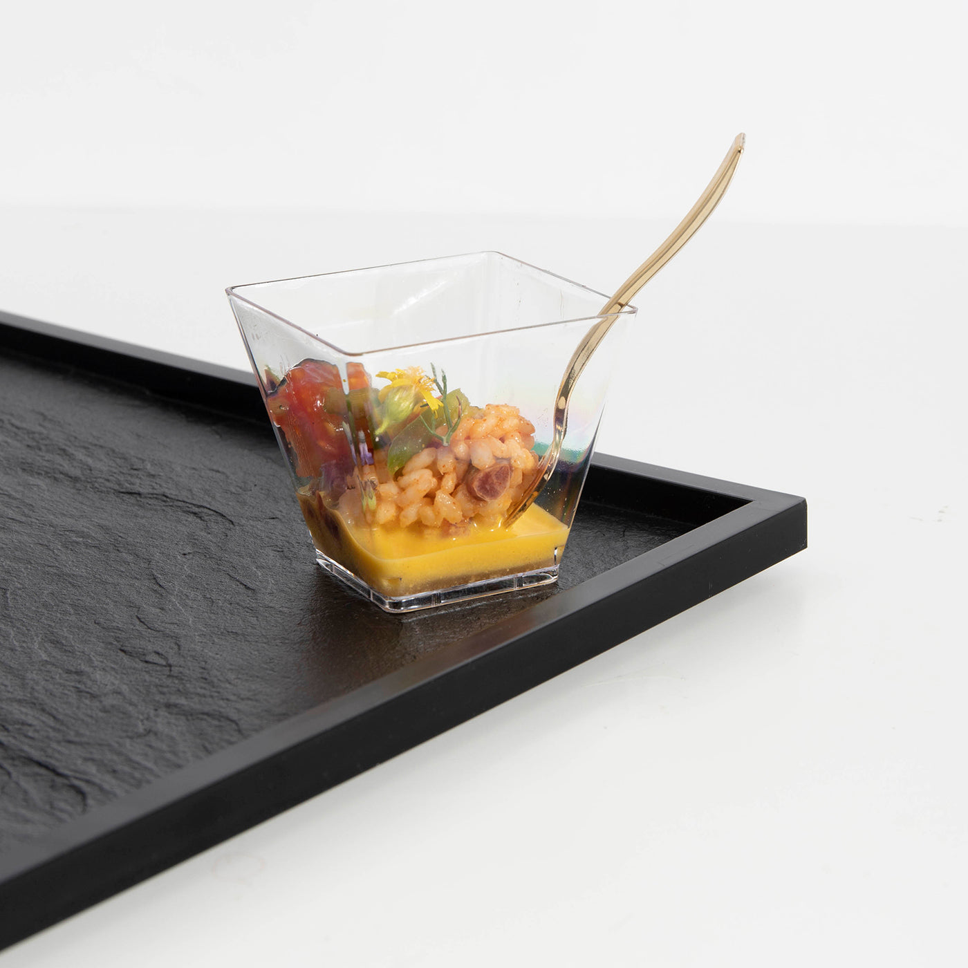 Mini Bol Cuadrado Plástico Reutilizable PS Finger Food 120cc Transparente 5 uds