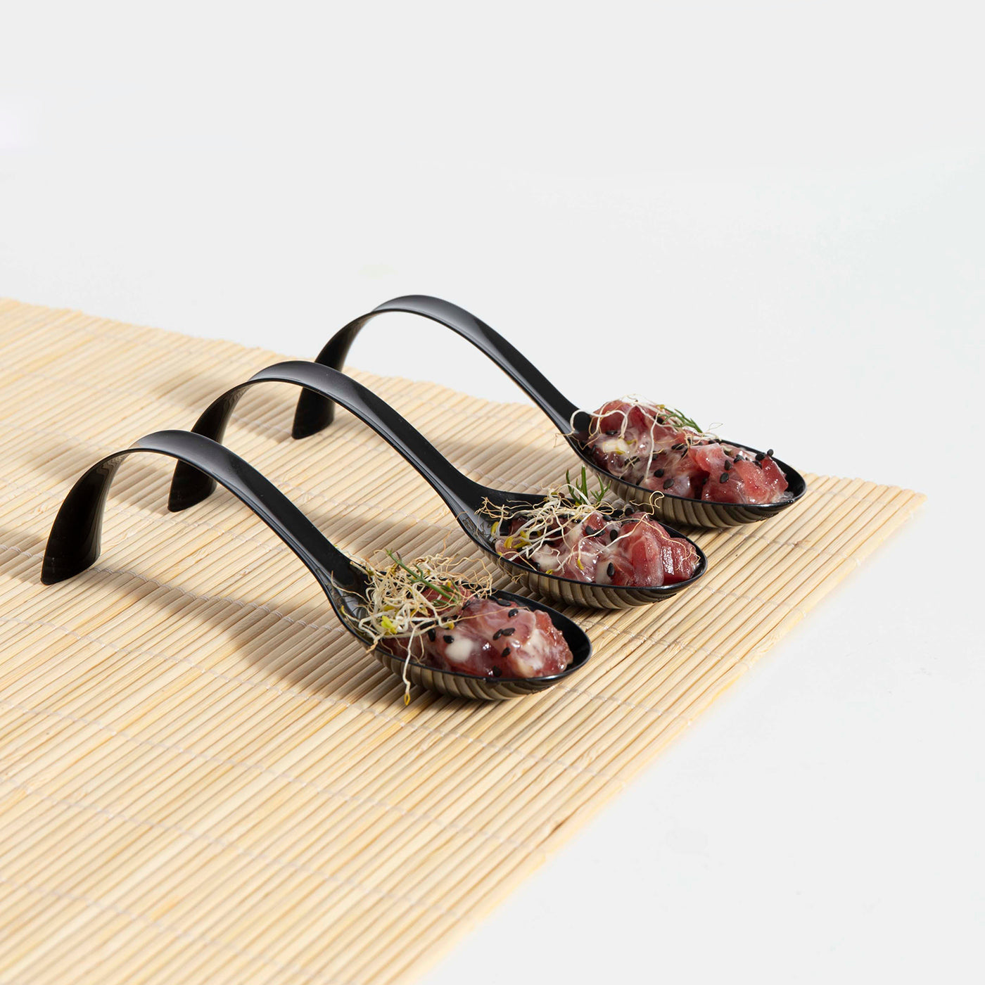 Cuchara Plástico Catering Arco Finger Food 12.8 x 4 cm Negro