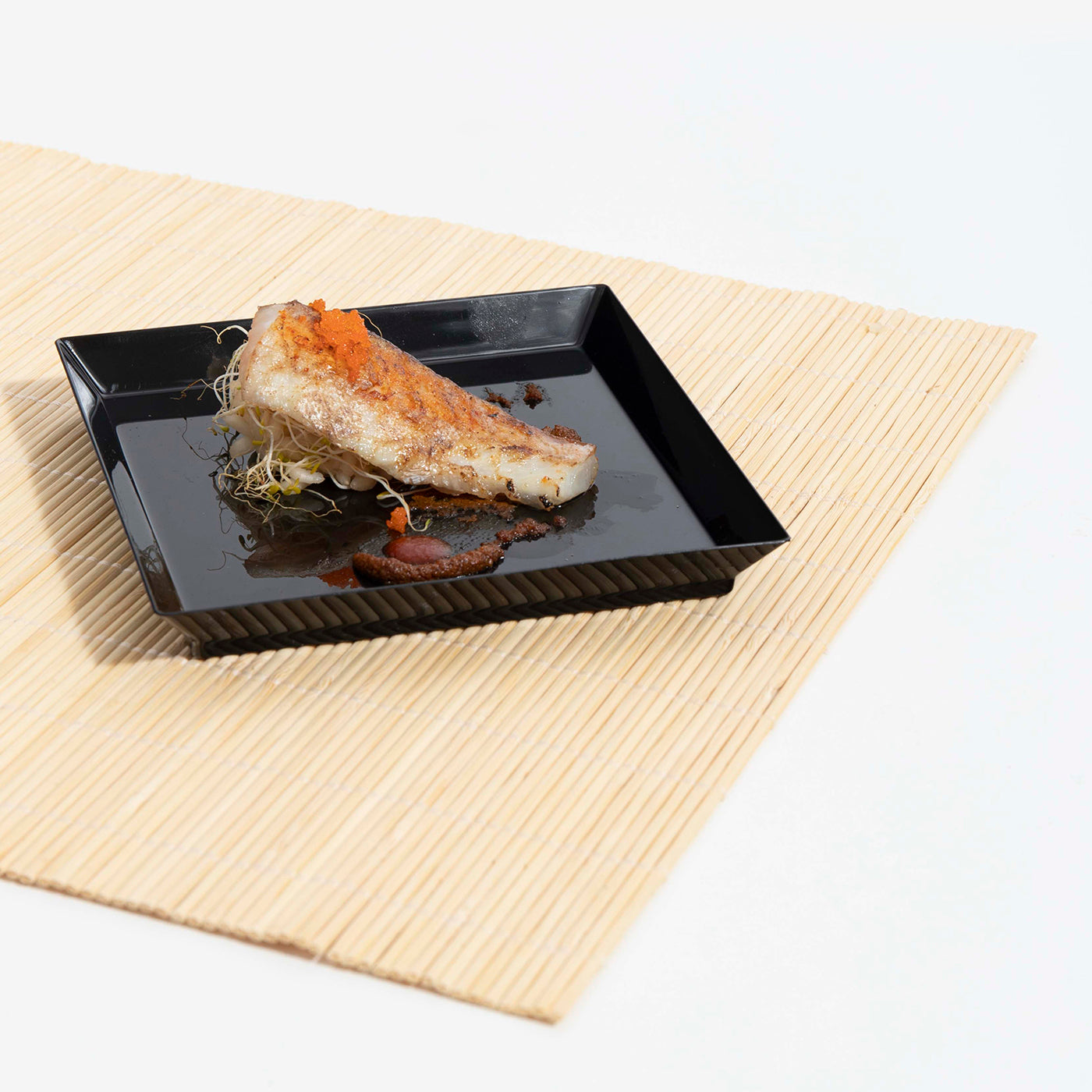 Plato Plástico Reutilizable PS Cuadrado Finger Food 13 x 13 cm Negro 25 uds