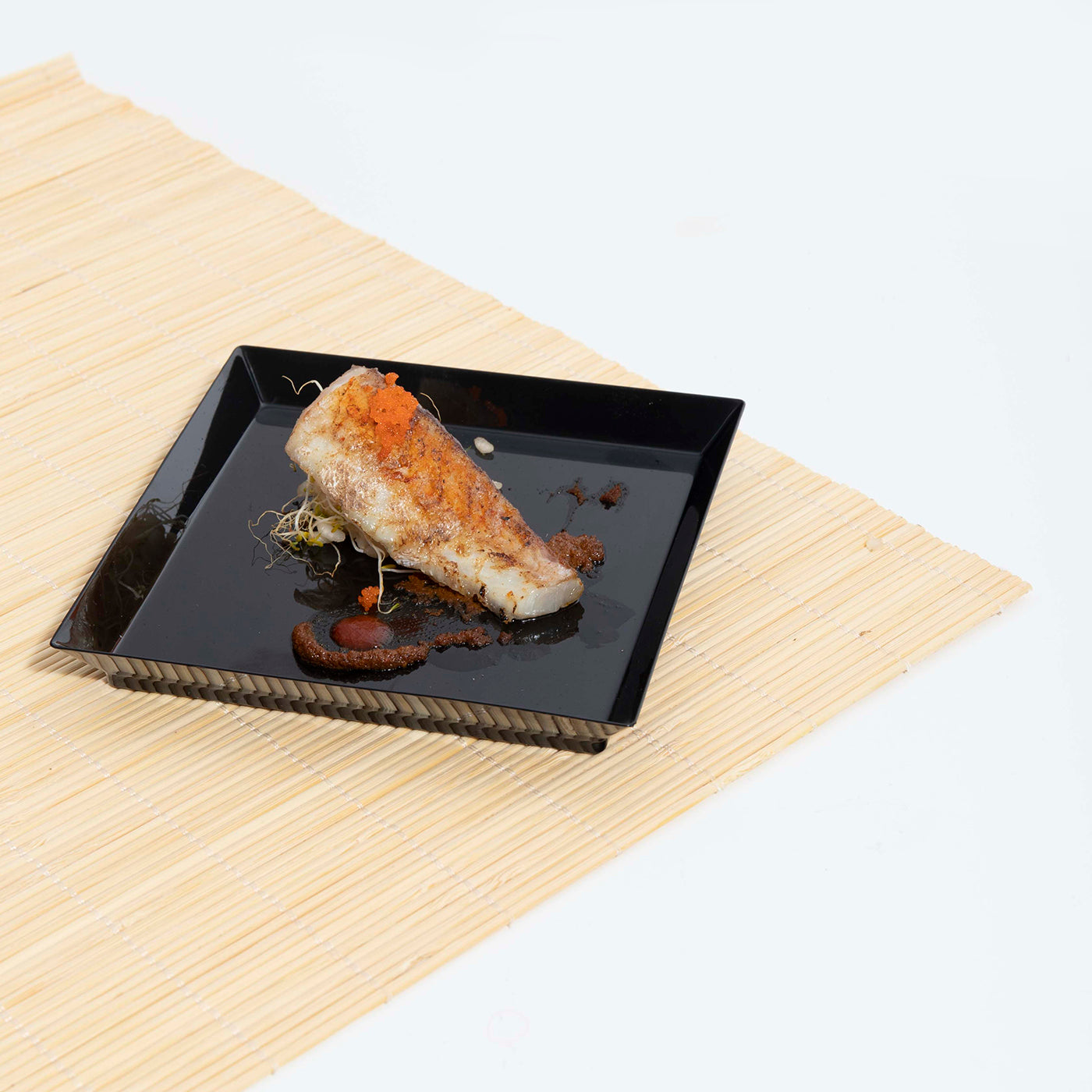 Plato Plástico Reutilizable Cuadrado Finger Food 13 x 13 cm Negro 200 Unidades
