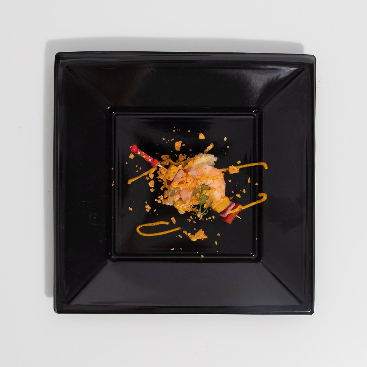 Plato Plástico Reutilizable PS Llano Cuadrado 23 x 23 cm Negro 5 uds
